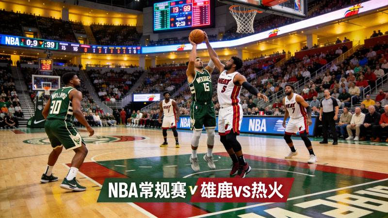 NBA常规赛密尔沃基雄鹿对阵迈阿密热火比赛现场画面